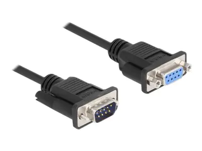 Delock - Nullmodemkabel - DB-9 (M) zu DB-9 (W) - 50 cm - Daumenschrauben - Schwarz