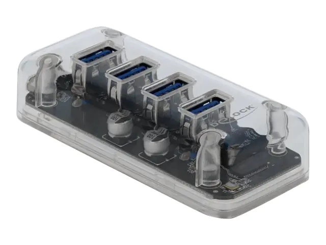 DeLOCK Externer USB 3.0 Hub mit 4 Ports transparent - Hub - 4 x SuperSpeed USB 3.0 - Desktop