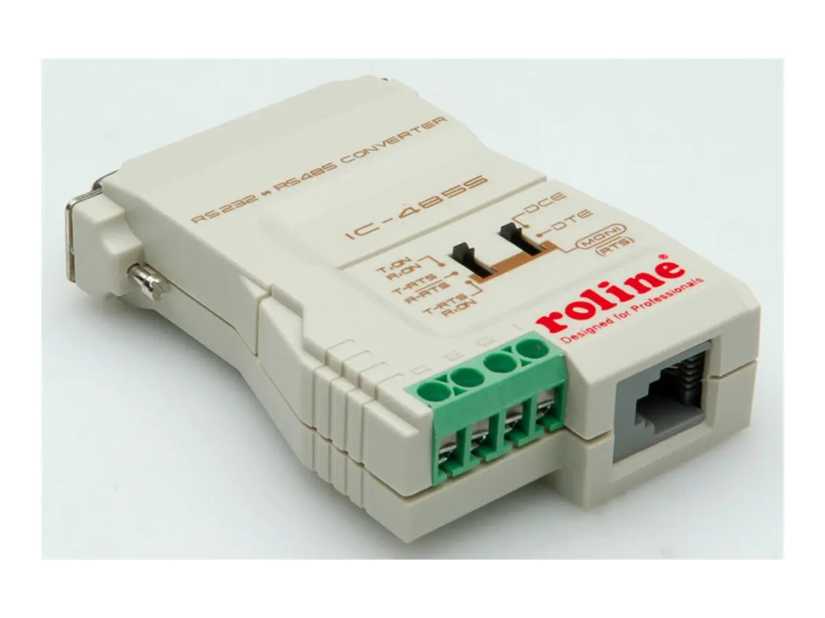 ROLINE Transceiver - RS-232, RS-422, RS-485 - Serial RS-232, seriell RS-422, serielles RS-485 - RJ-11, Anschlußklemmen / D-Sub (DB-25) 12.02.1028