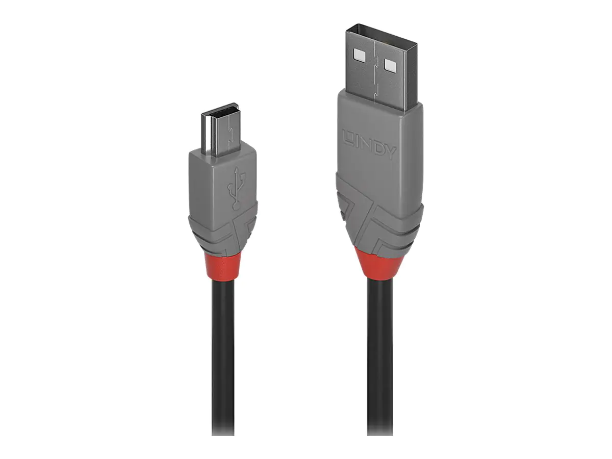 Lindy Anthra Line - USB-Kabel - USB (M) zu Mini-USB, Typ B (M) - USB 2.0 - 20 cm - rund - Schwarz