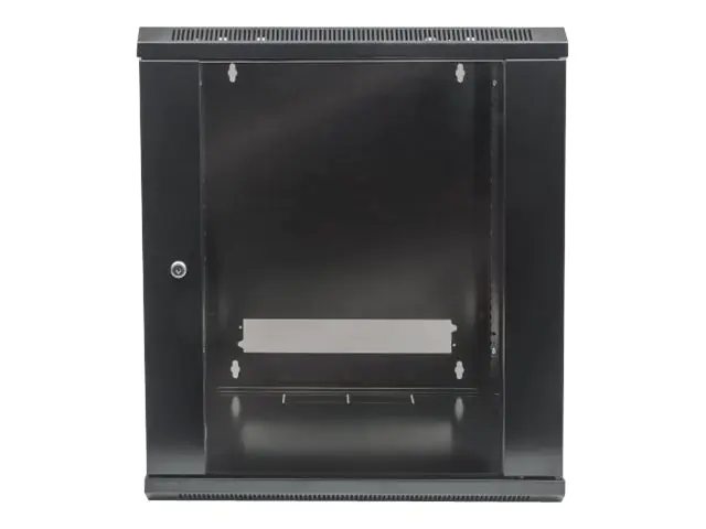 Intellinet Network Cabinet, Wall Mount (Standard), 15U, Usable Depth 410mm/Width 510mm, Black, Flatpack, Max 60kg, Metal & Glass Door, Back Panel, Removeable Sides,Suitable also for use on desk or floor, 19",Parts for wall install (eg screws/rawl plu