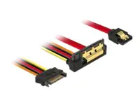 Delock - SATA-Kabel - Serial ATA 150/300/600 - SATA, SATA-Stromstecker bis SATA Combo (R) nach unten gewinkelt - 30 cm