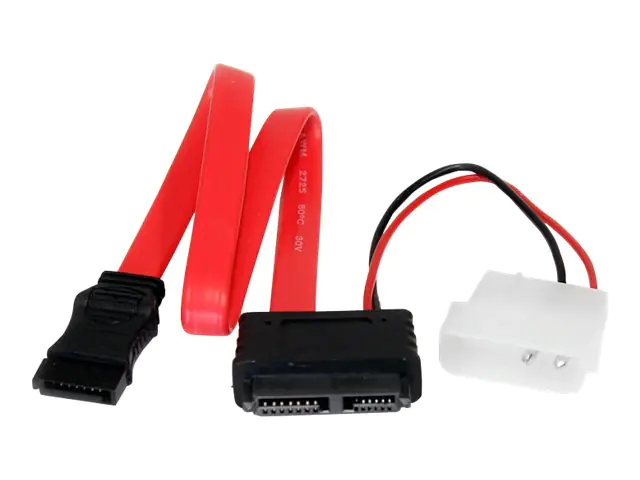 StarTech 91 cm Slimline SATA auf SATA mit LP4-Stromkabel / Adapter / Kombikabel - SATA-Kabel - Serial ATA 150/300/600 - Slimline SATA (W) zu SATA, 4-Pin interner Netzanschluss (12 V) - 91.4 cm - Rot