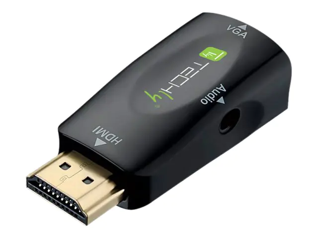 TECHly - Videoadapter - 19 pin mini HDMI Type C (M) zu HD-15 (VGA), mini-phone stereo 3.5 mm (W) - Schwarz