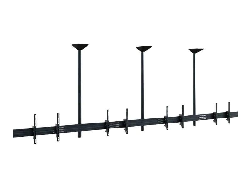 HAGOR comPROnents series - Befestigungskit (3 Montagehalterungen, Schiene, 8 VESA-Adapter, 3 Stangen) - Side-by-Side - für 4 LCD-/Plasma-Konsolen - verriegelbar - Schwarz - Bildschirmgröße: 116.8-165.1 cm (46"-65") - Deckenmontage