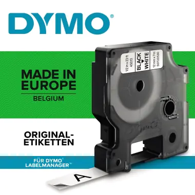 DYMO D1 - Selbstklebend - Schwarz auf Weiß - Rolle (1,2 cm x 7 m) 1 Kassette(n) Etikettenband - für LabelMANAGER 100, 160, 210, 220, 260, 280, 300, 360, 420, Wireless PnP; LabelPOINT 250