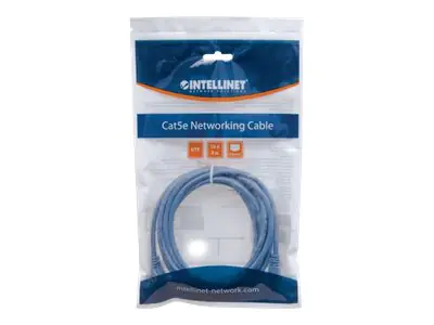 Intellinet Network Patch Cable, Cat5e, 3m, Blue, CCA, U/UTP, PVC, RJ45, Gold Plated Contacts, Snagless, Booted, Lifetime Warranty, Polybag - Patch-Kabel - RJ-45 (M) zu RJ-45 (M) - 3 m - UTP - CAT 5e - geformt, ohne Haken - Blau