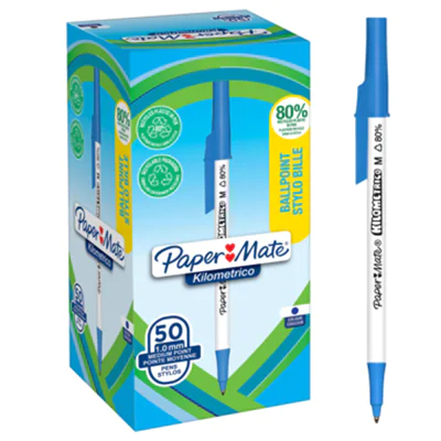 Paper Mate Kugelschreiber Kilometrico Reycled M Blau 50er 2187702
