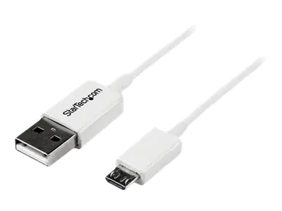 StarTech 1m USB 2.0 A auf Micro USB B Kabel - USB A / Micro B Datenkabel / Anschlusskabel - Weiß - USB-Kabel - Micro-USB Typ B (M) zu USB (M) - USB 2.0 - 1 m - geformt - weiß - für P/N: USBEXTPAA1MW, USBEXTPAA2MW, USBEXTPAA3MW, USBPAUB2MW, USBPAUB50CMW