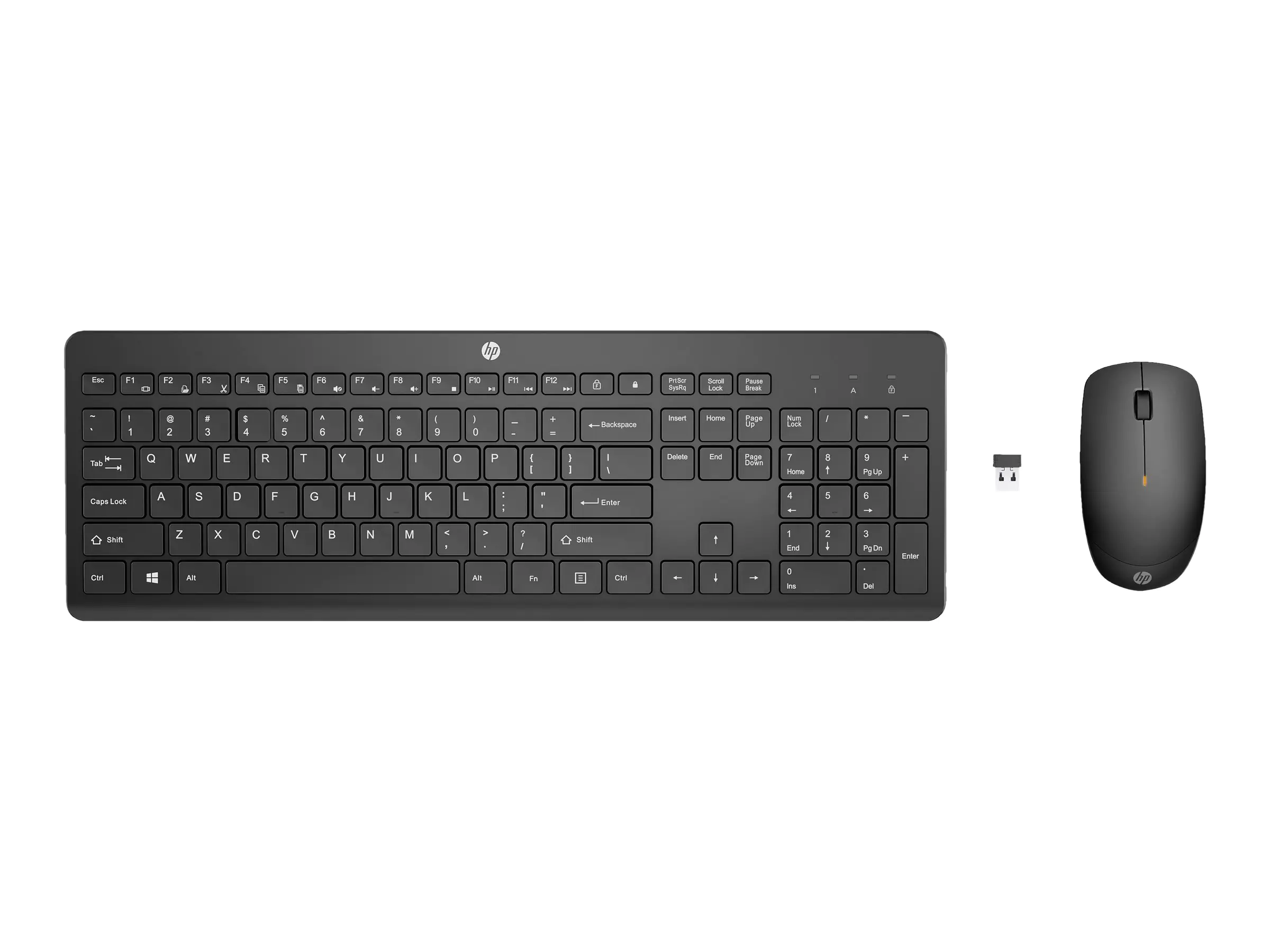 HP 235 - Tastatur-und-Maus-Set - 3-Zonen-Layout, flache Tastenreise - full size - kabellos - 2.4 GHz - Deutsch - Schwarz - Smart Buy