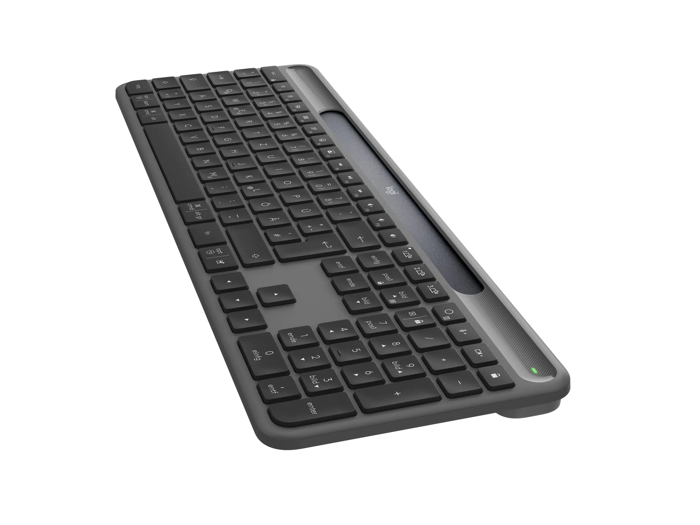Logitech Signature Slim Solar+ K980 for Business - Tastatur - full size - kabellos - Bluetooth LE, USB-C - QWERTZ - Deutsch - Tastenschalter: Scheren-Schalter - Graphite