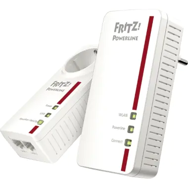 AVM FRITZ!Powerline 1260E - WLAN Set - Bridge - GigE, HomePlug AV (HPAV) 2.0, IEEE 1901 - 802.11a/b/g/n/ac - Dual-Band - an Wandsteckdose anschließbar