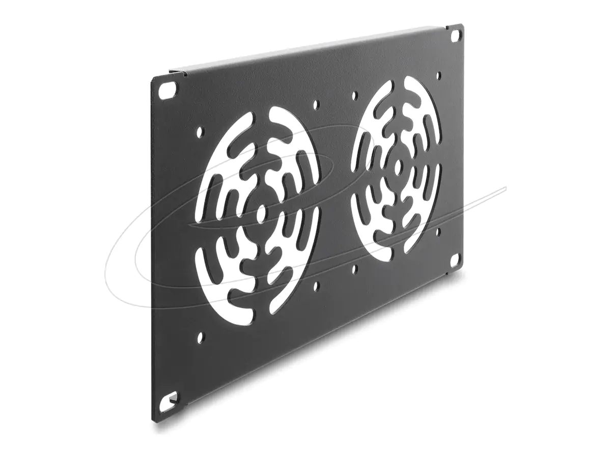 Delock 67433, Abdeckplatte, Eingebauter Ventilator, Metall, Dunkles Grau, 1 Stück(e)