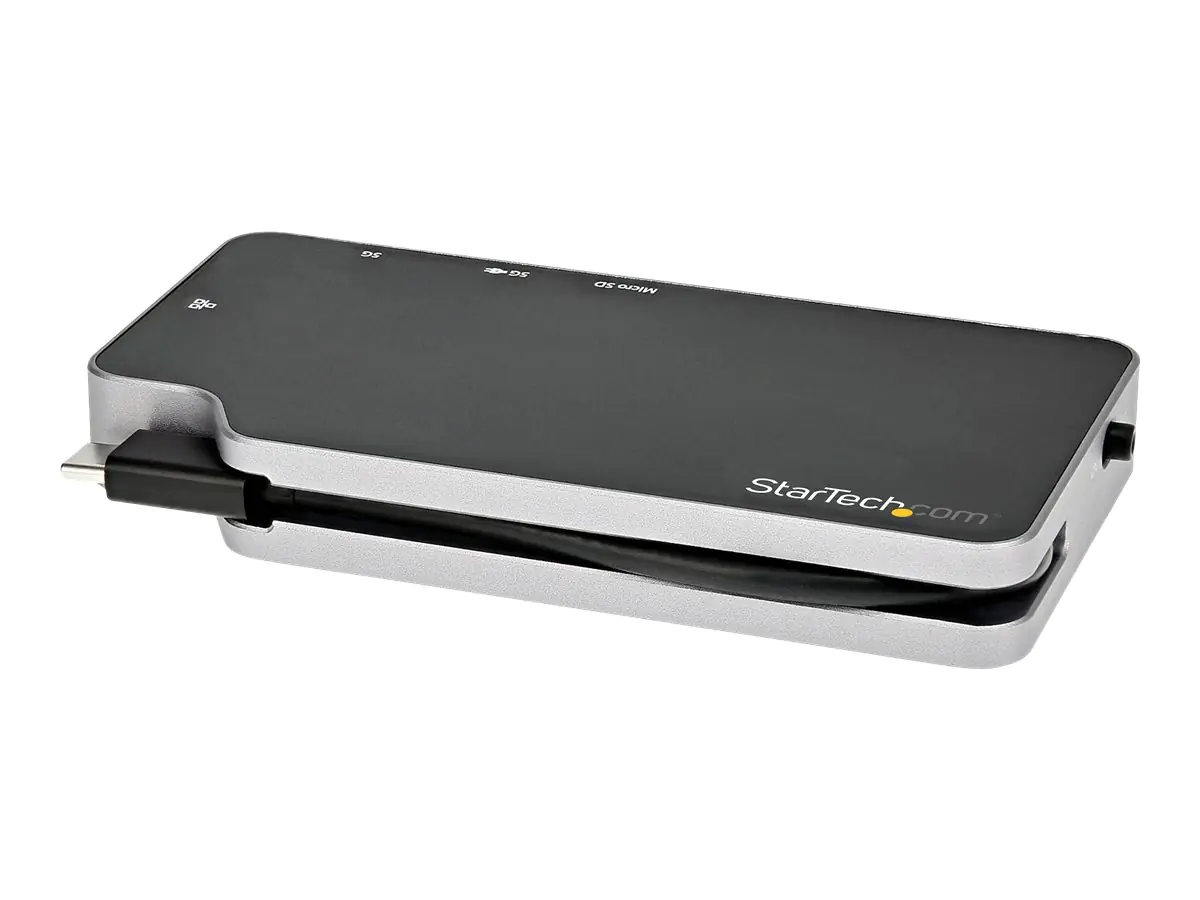 StarTech USB-C Multiport Adapter - USB-C auf 4K HDMI oder VGA mit 100W Power Delivery Pass-Through, 2-Port 10Gbit/s USB Hub, MicroSD, GbE - USB 3.1 Gen 2 Typ C Mini/Travel Dock (CDP2HVGUASPD) - Dockingstation - USB-C 3.1 Gen 2 / Thunderbolt 3 - HDMI, VGA