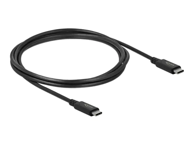Delock - USB-Kabel - 24 pin USB-C (M) zu 24 pin USB-C (M) - USB4 / Thunderbolt 3 / DisplayPort - 20 V - 5 A - 2 m - unterstützt 4K 60 Hz (3840 x 2160), unterstützt Power Delivery 3.0 - Schwarz
