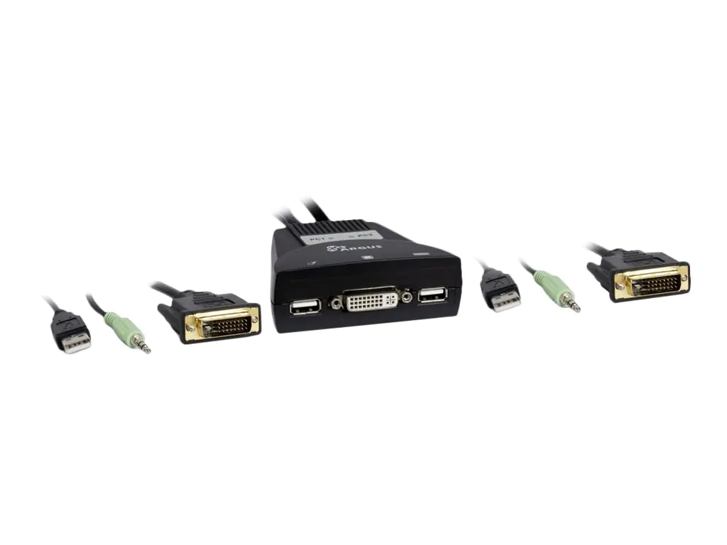 Inter-Tech KVM-LS-21DA DVI - Video- / USB- / Audio-Kabel - 1.8 m - Daumenschrauben, 1080p-Unterstützung, 60 Hz