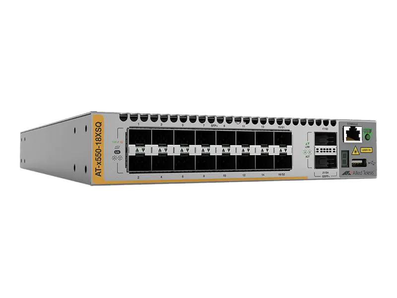 Allied Telesis AT X550-18XSQ - Switch - L3 - Smart - 16 x 1 Gigabit / 10 Gigabit SFP+ + 2 x 40 Gigabit QSFP+ (Uplink) - an Rack montierbar - mit 1 Jahr Net Cover support