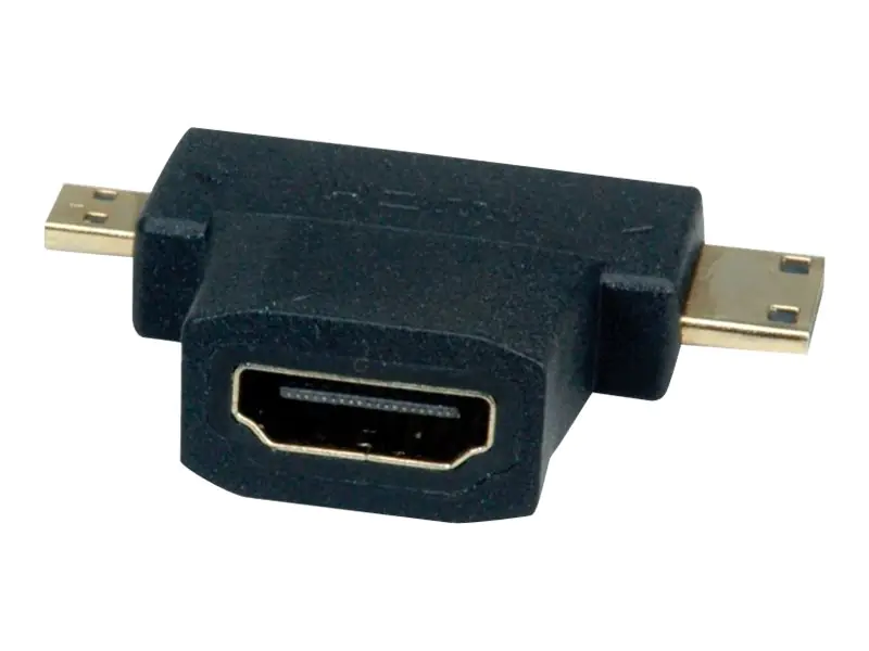 VALUE - HDMI-Adapter mit Ethernet - HDMI weiblich zu 19 pin mini HDMI Type C, 19 pin micro HDMI Type D männlich - Schwarz - Passiv