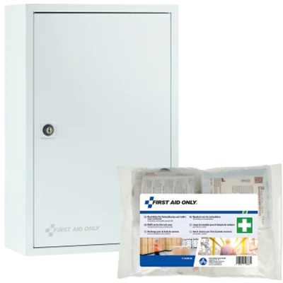 FIRST AID ONLY Verbandschrank gefüllt DIN 13169 Metall, lackiert weiß