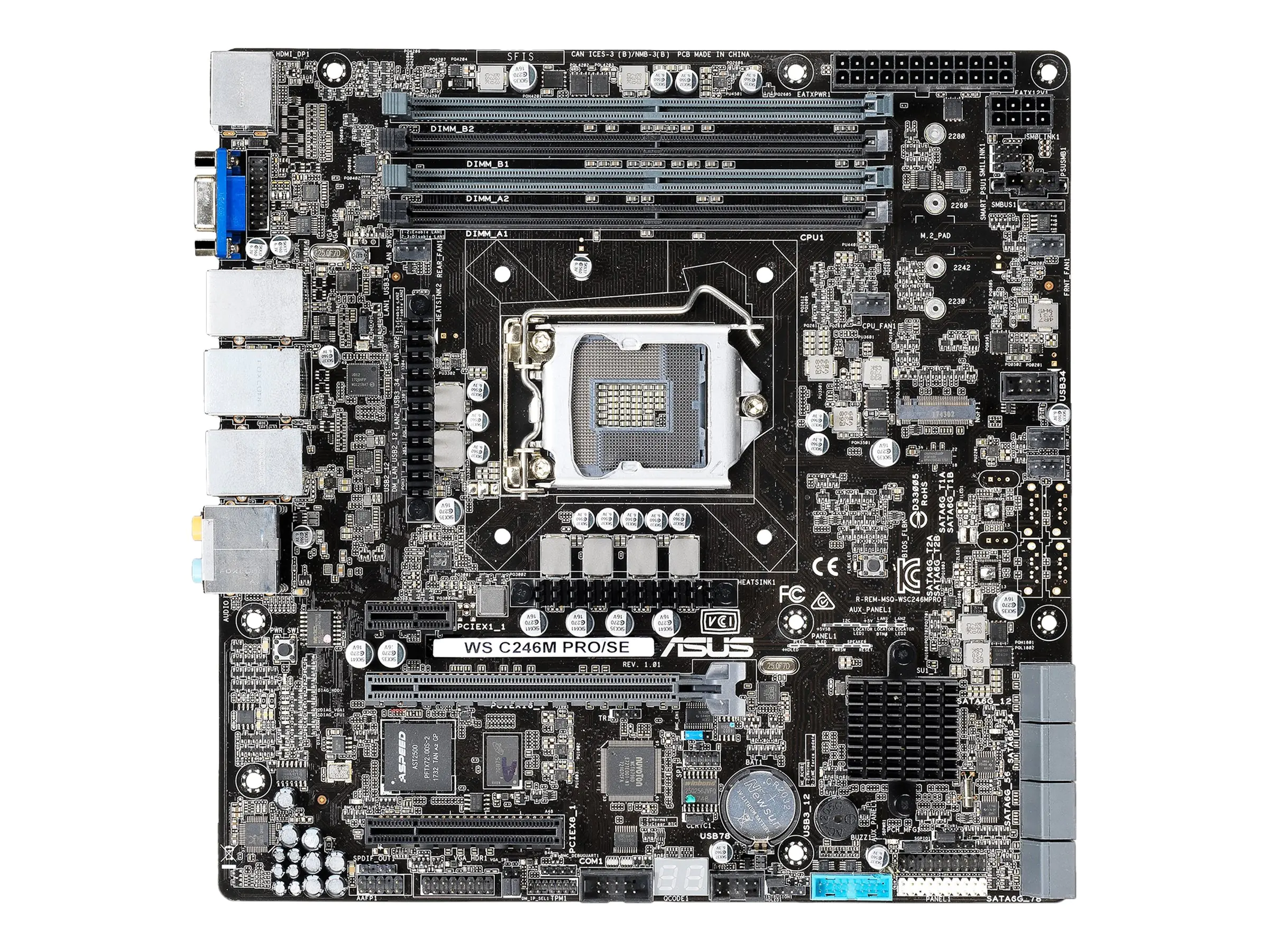 ASUS WS C246M PRO/SE - Motherboard - micro ATX - LGA1151 Socket - C246 Chipsatz - USB 3.1 Gen 1, USB 3.1 Gen 2 - 2 x Gigabit LAN - Onboard-Grafik (CPU erforderlich) - HD Audio (8-Kanal)