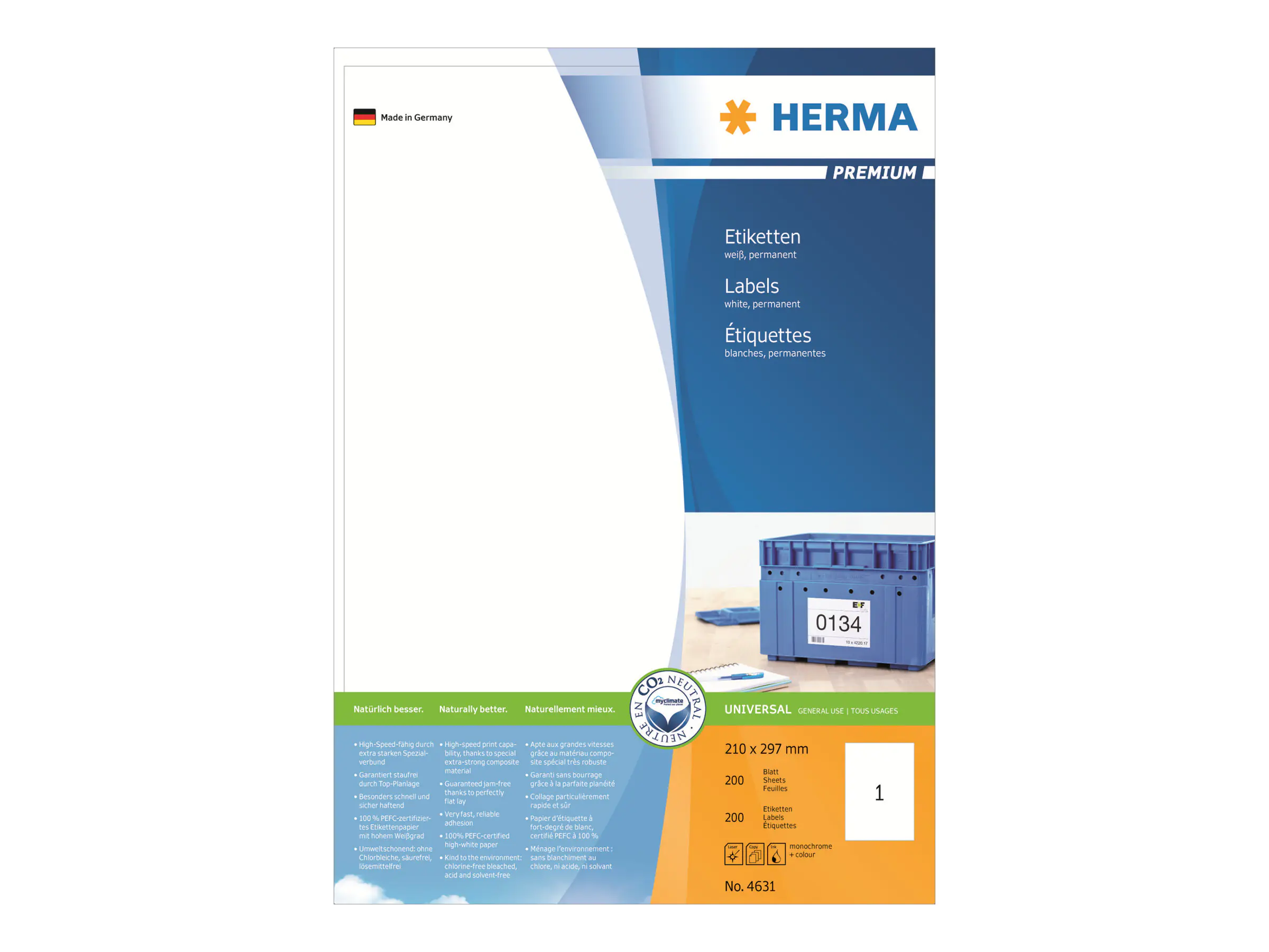 HERMA Premium - Papier - matt - permanent selbstklebend - weiß - A4 (210 x 297 mm) 4631