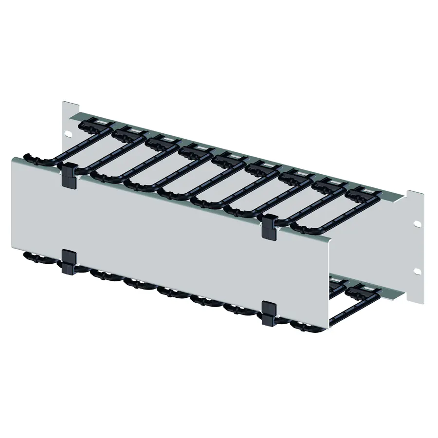 apra 19"-Kabelmanager 3 HE mit klappbarer Blende lichtgrau - Rack-Zubehör