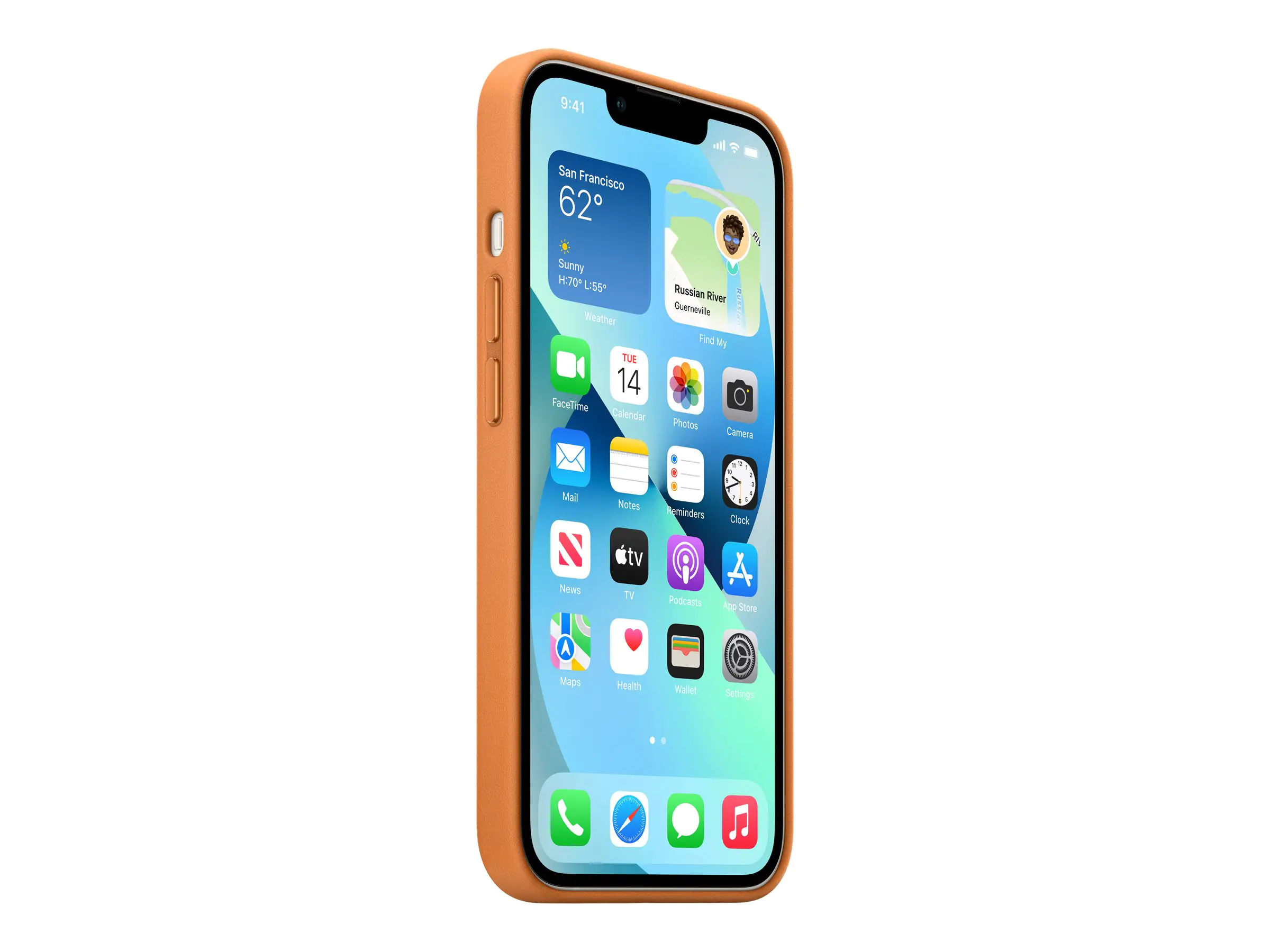 Apple - Hintere Abdeckung für Mobiltelefon - mit MagSafe - Leder - Golden Brown - für iPhone 13