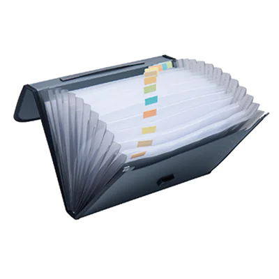 Fächertasche DIN A4 12Fächer Polypropylen schwarz