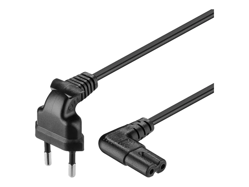 goobay NK 104 S - Stromkabel - IEC 60320 C7 bis Eurostecker (M) - Wechselstrom 250 V - 3 m - 90° Stecker - Schwarz
