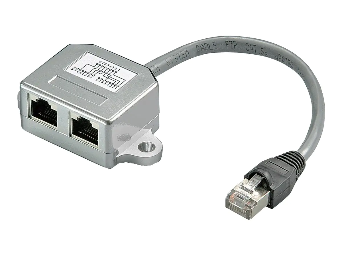 goobay - Netzwerk-Splitter - RJ-45 (M) bis RJ-45 (W) - 15 cm - CAT 5 - ohne Haken - Grau