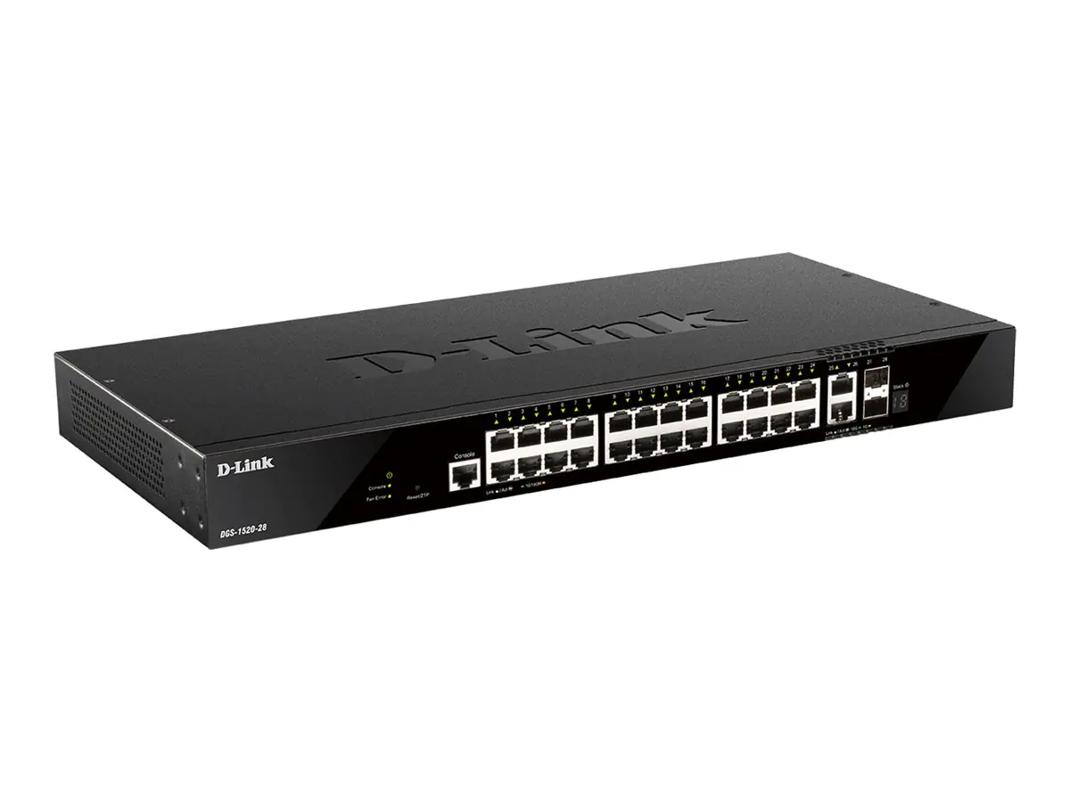D-Link DGS 1520-28 - Switch - L3 - Smart - 24 x 10/100/1000 + 2 x Gigabit SFP + 2 x 10 Gigabit SFP+ - an Rack montierbar