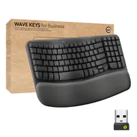 Logitech Ergo Series Wave Keys for Business - Tastatur - kabellos - 2.4 GHz, Bluetooth 5.1 LE - QWERTY - US International - Graphite