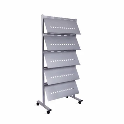 rocada Prospektständer mobil 82 x 185 x 49 cm (B x H x T) Stahl silber 5 Fächer