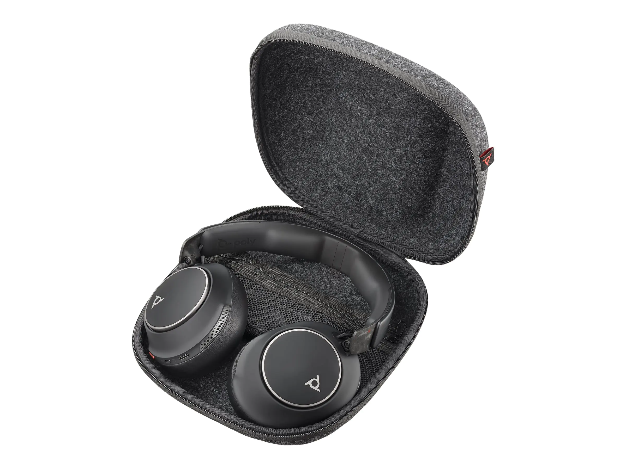 Poly Voyager Surround 80 UC - Voyager Surround 80 series - Headset - ohrumschließend - Bluetooth - kabellos - aktive Rauschunterdrückung - Adapter USB-C via Bluetooth - Schwarz - Certified for Microsoft Teams Open Office