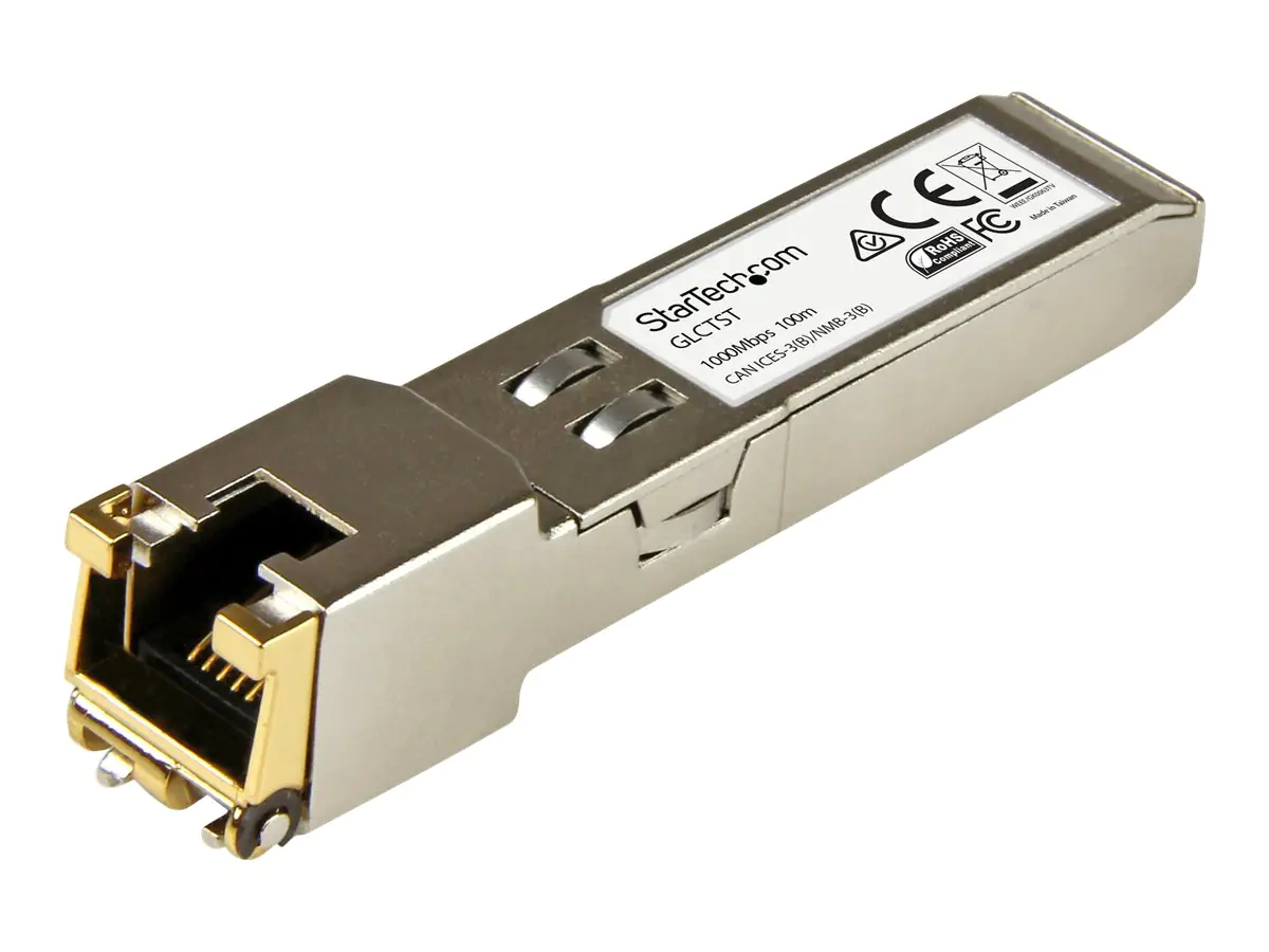 StarTech Gigabit RJ45 Kupfer SFP Transceiver Modul - Cisco GLC-T kompatibel - 1000Base-T - Mini-GBIC - SFP (Mini-GBIC)-Transceiver-Modul (gleichwertig mit: Cisco GLC-T) - GigE - 1000Base-T - RJ-45 - bis zu 100 m