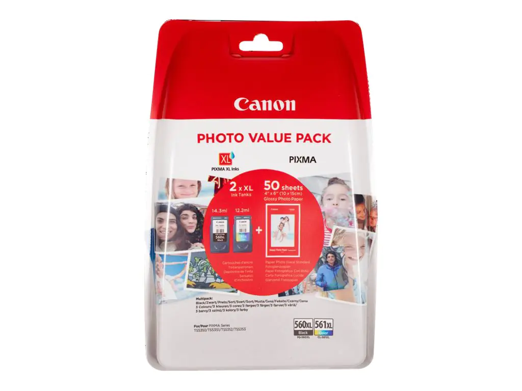 Canon PG-560XL/CL-561XL Photo Value Pack - Glänzend - 2er-Pack - Hohe Ergiebigkeit - Schwarz