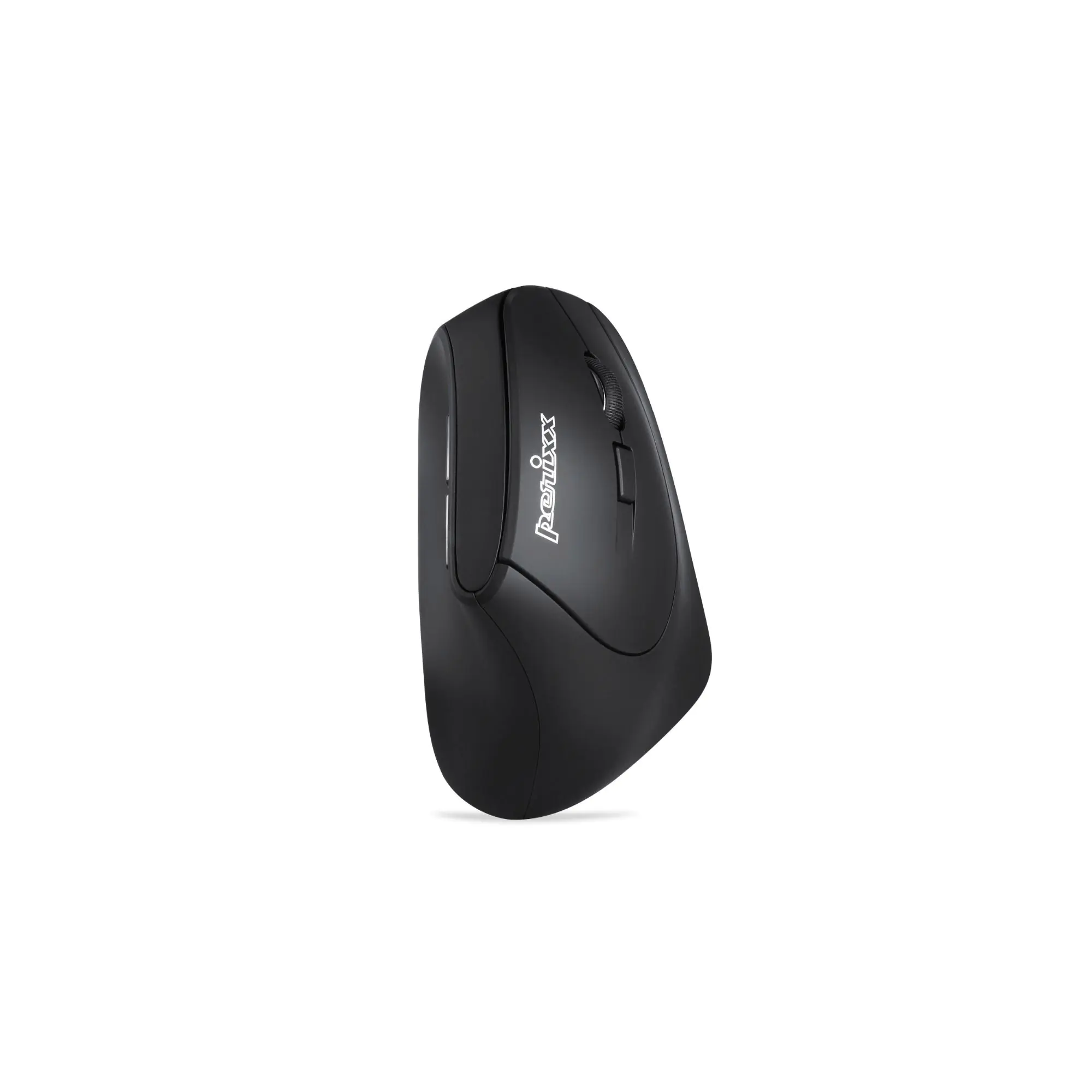 Perixx PERIMICE-715 II - Vertikale Maus - ergonomisch - Für Rechtshänder - optisch - 6 Tasten - kabellos - 2.4 GHz - kabelloser Empfänger (USB) - Schwarz