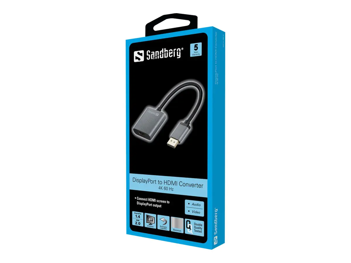 Sandberg - Videoadapter - DisplayPort männlich zu HDMI weiblich - 20 cm - 4K Unterstützung