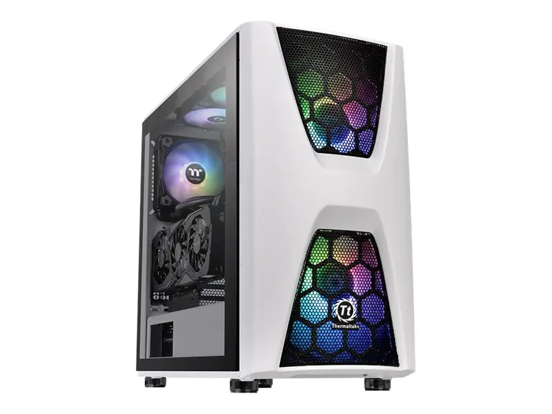 Thermaltake Commander C34 TG Snow - ARGB Edition - Tower - ATX - Seitenteil mit Fenster (gehärtetes Glas) - keine Spannungsversorgung (PS/2) - weiß - USB/Audio