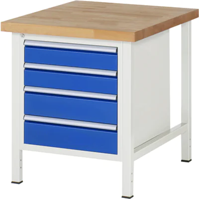 RAU Werkbank 8000 750 x 840-1.040 x 900 mm (B x H x T) enzianblau lichtgrau