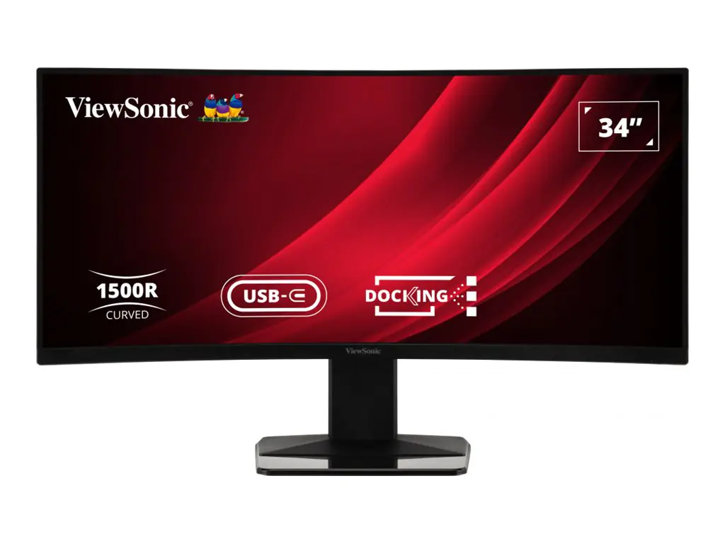 ViewSonic VG3419C - LED-Monitor - gebogen - 86.4 cm (34") - 3440 x 1440 UWQHD @ 120 Hz - VA - 300 cd/m² - 3000:1 - HDR10 - 0.4 ms - HDMI, DisplayPort, USB-C - Lautsprecher
