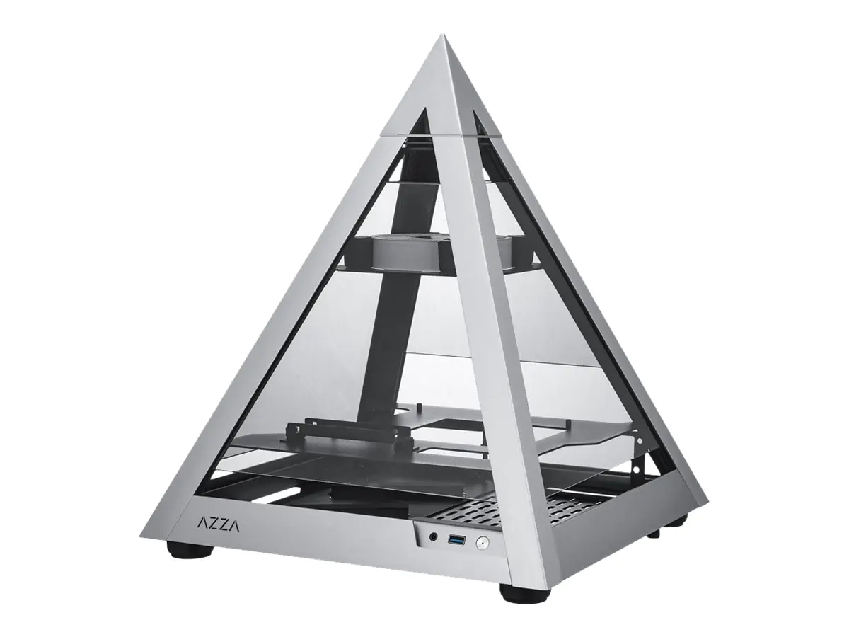 AZZA Pyramid Mini 806 - Mini-ITX Tower - Seitenteil mit Fenster (gehärtetes Glas) - keine Spannungsversorgung (SFX12V) - USB/Audio