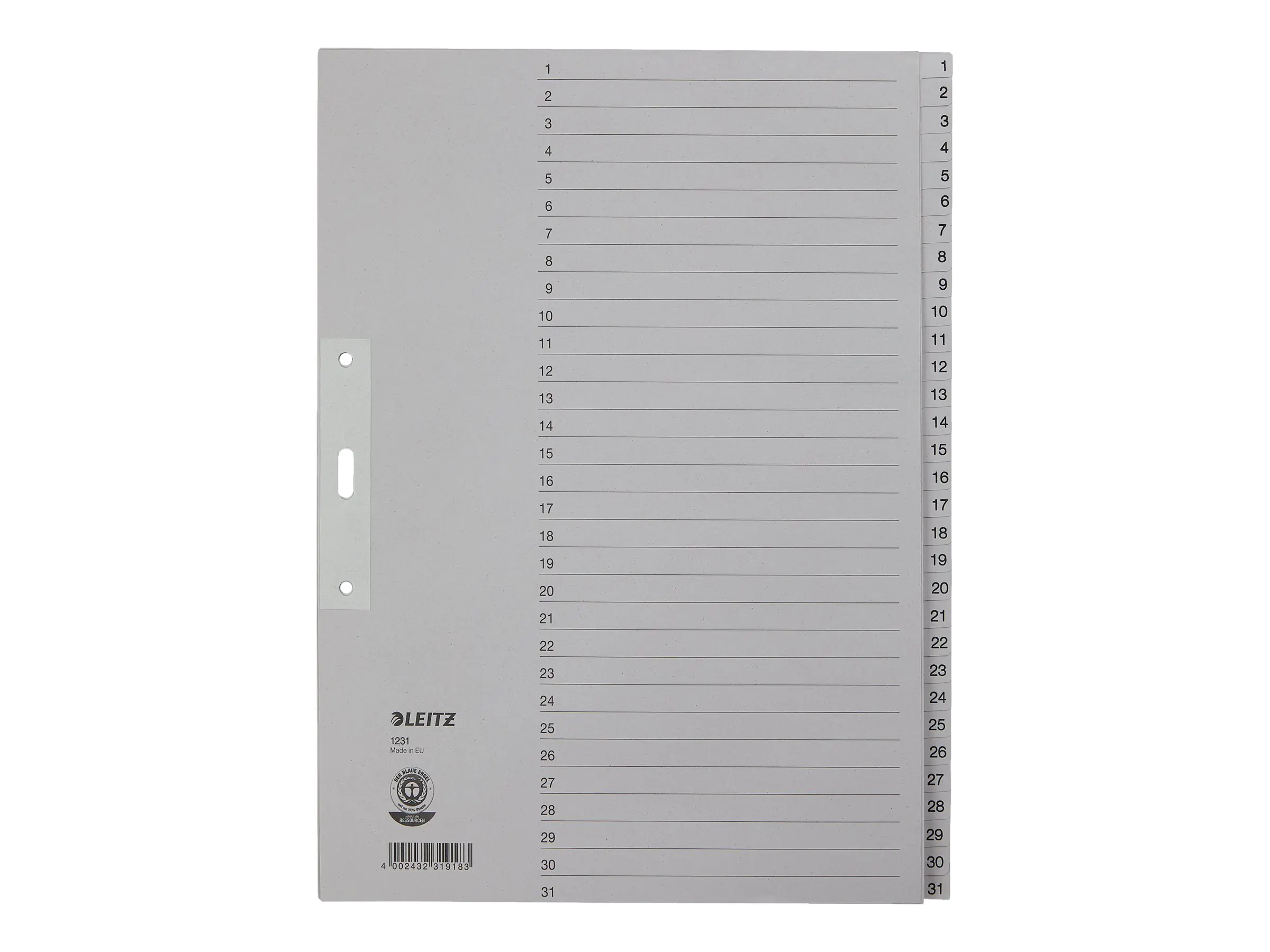 Esselte Leitz Trennelement - 31 Teile - vorgedruckt: 1-31 - für A4 Extra (235 × 322 mm) 1231-00-85