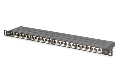Digitus DN-91624S-SL-SH - Patch Panel - CAT 6 - STP - RJ-45 X 24 - Schwarz, RAL 9005 - 0.5U - 48.3 cm (19")