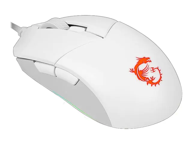 MSI Clutch GM11 - Maus - rechts- und linkshändig - optisch - 6 Tasten - kabelgebunden - USB - weiß