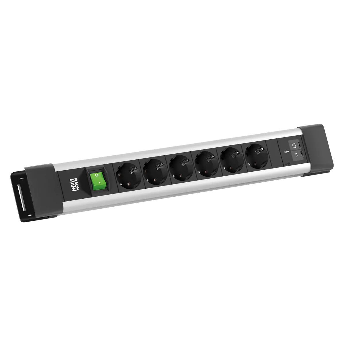 Bachmann CONNECTUS 6xCEE7/3 1xSchalter 1xUSB C/C 45W CEE7/7 Grau