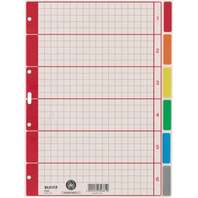 Leitz Register 43500085 blanko DIN A4 6farbig bedruckt Karton grau