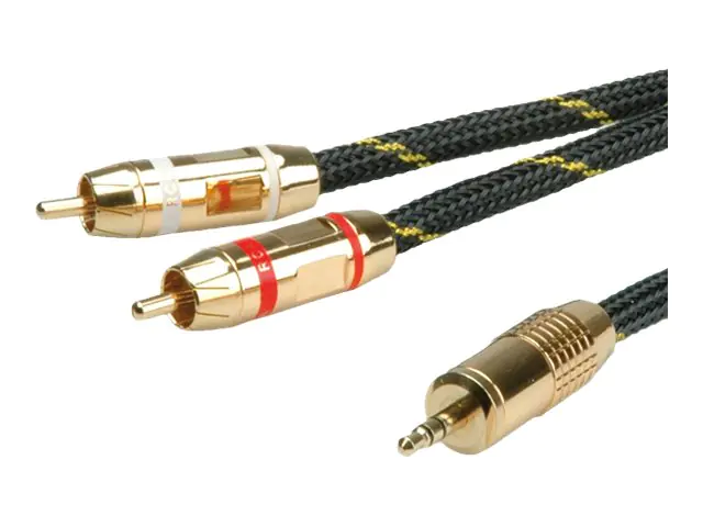 Roline Gold - Audiokabel - RCA männlich zu mini-phone stereo 3.5 mm männlich - 5 m - abgeschirmt - Schwarz, Gold