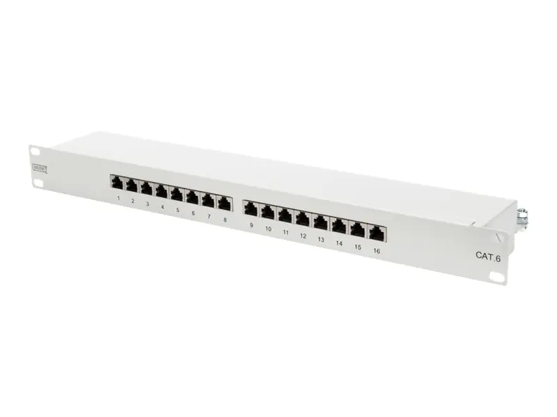 Digitus Professional DN-91616S-B - Patch Panel - Rack montierbar - CAT 6 - STP - RJ-45 X 16 - Schwarz, RAL 9005 - 1U - 48.3 cm (19")