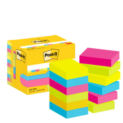 Post-it Haftnotiz Notes Energetic Collection 51 x 38 mm (B x H) farbig sortiert 100 Bl./Block 12 Block/Pack.